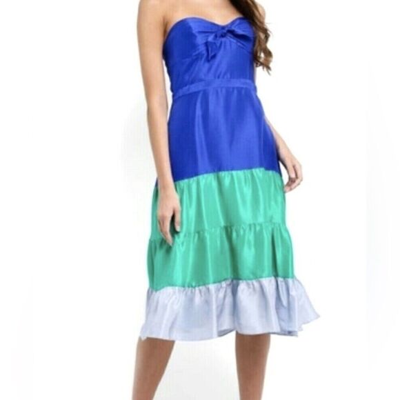 J. Crew 100% Silk Jackaroo Shantung Ombré Midi Dress Size 8 - Picture 1 of 12